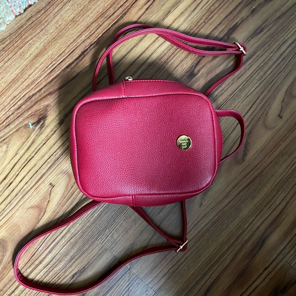 Small red back pack pleather